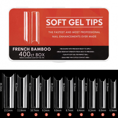 HTips PRO Soft Gel French Tips - French Bamboo Square Long 400