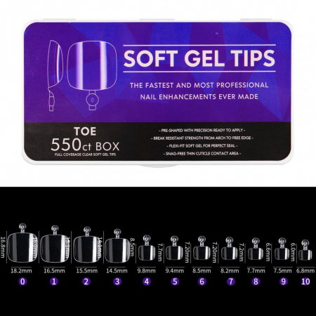 FTips PRO Soft Gel Fullcover Tips - Toe 550