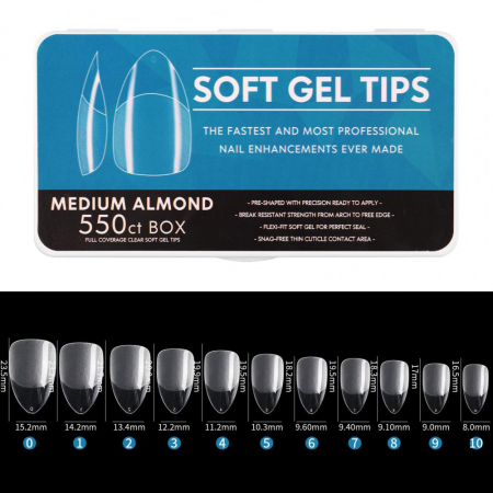 FTips PRO Soft Gel Fullcover Tips - Medium Almond 550