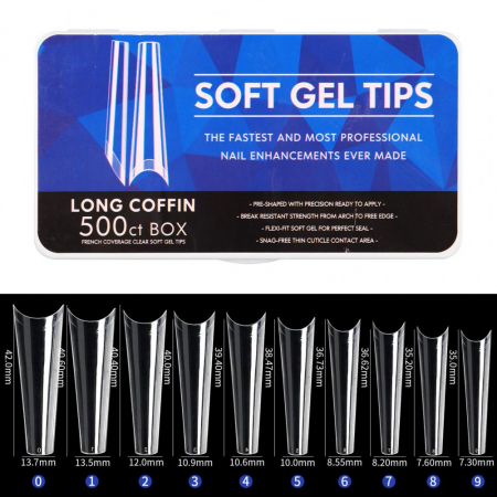 HTips PRO Soft Gel French Tips - Long Coffin 500